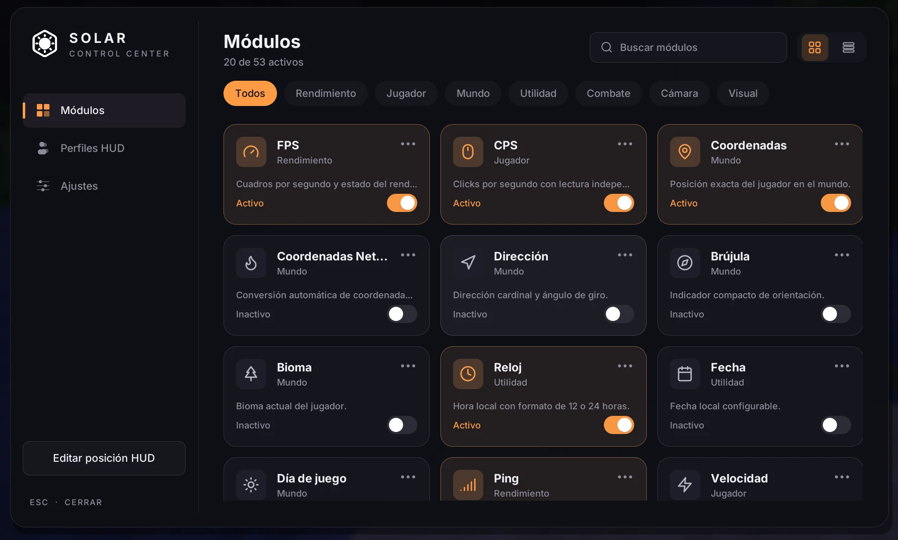 Módulos del HUD de Bear